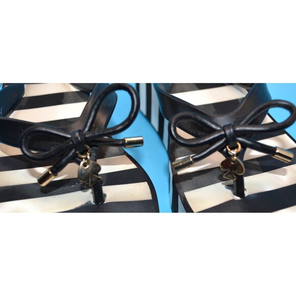 Kate Spade New York Navy White Striped Platform Flip Flops Sandals Sz 6 Bow - Picture 2 of 12